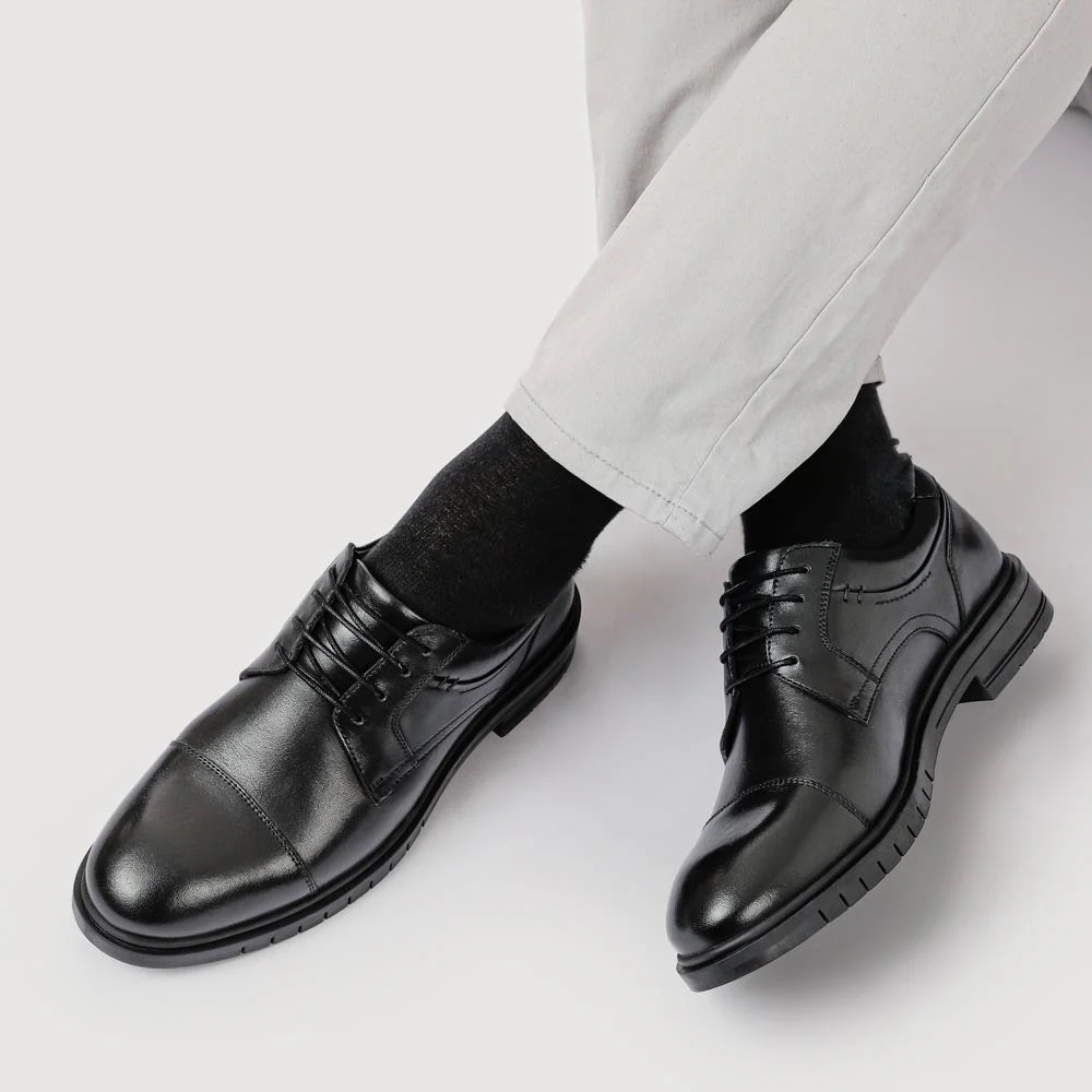 Wide Fit Smart Leather Derby Shoes - JFOOT42026 / 328 191 - Black - Image 5
