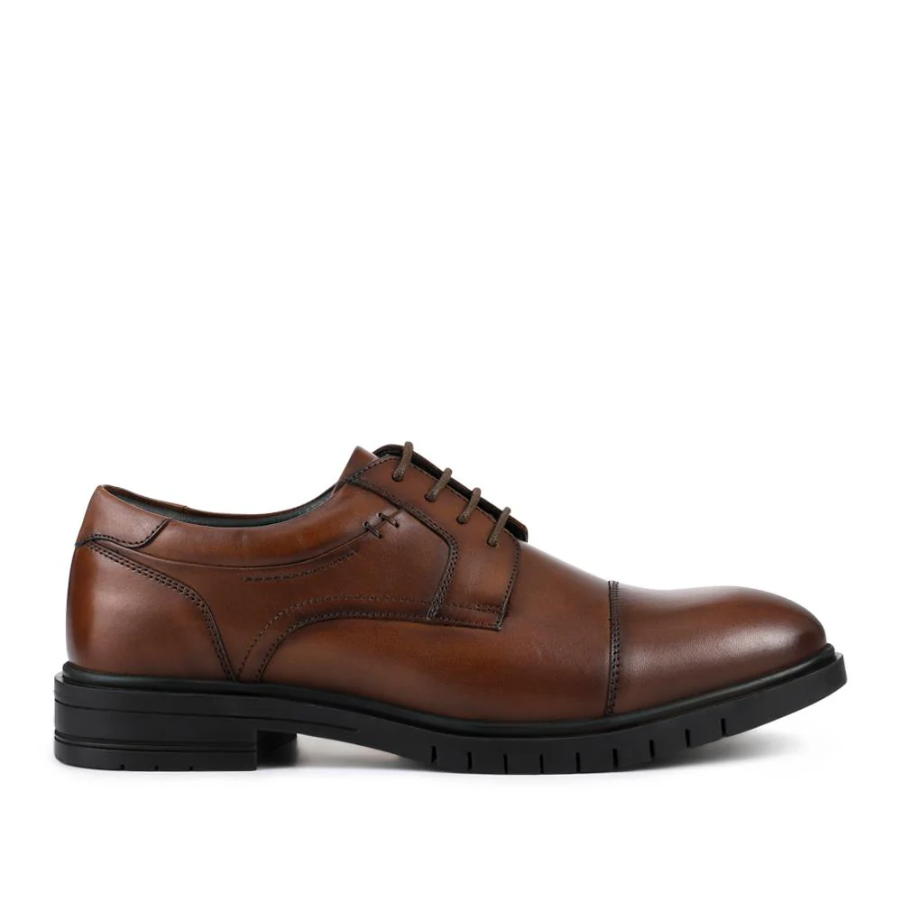 Wide Fit Smart Leather Derby Shoes - JFOOT42026 / 328 191 - Brown - Image 2