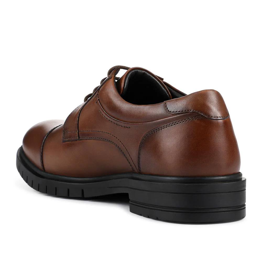 Wide Fit Smart Leather Derby Shoes - JFOOT42026 / 328 191 - Brown - Image 3