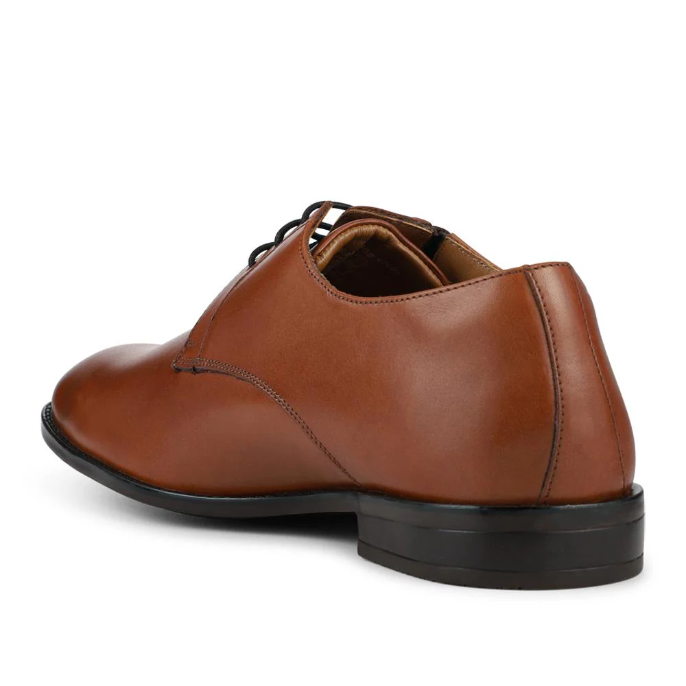 Wide Fit Smart Leather Lace-Up Shoes - PRFEM42008 / 328 303 - Tan - Image 3
