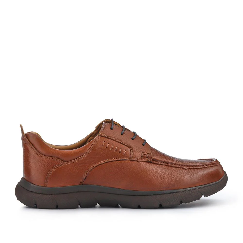 Wide Fit Smart Leather Shoes - PERFO41004 / 327 382 - Tan - Image 2