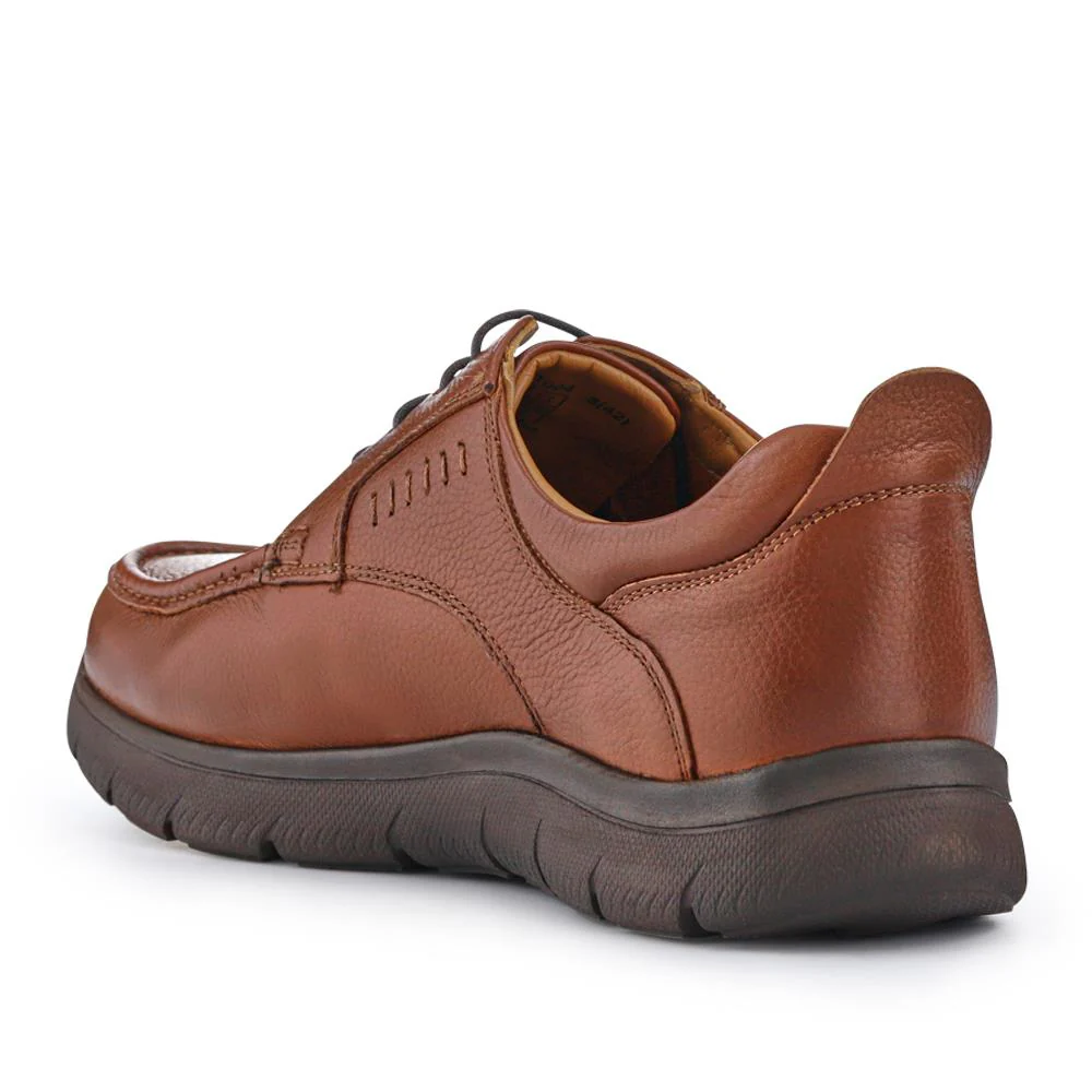 Wide Fit Smart Leather Shoes - PERFO41004 / 327 382 - Tan - Image 3