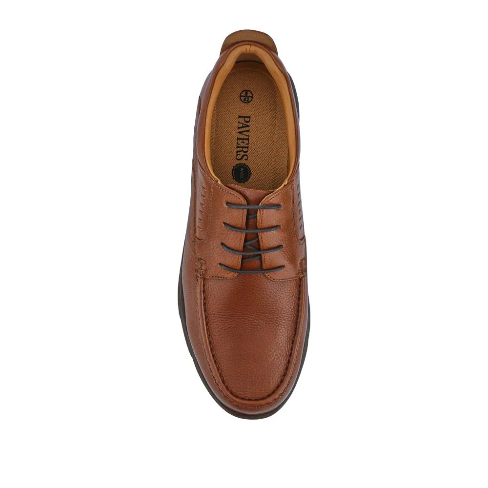 Wide Fit Smart Leather Shoes - PERFO41004 / 327 382 - Tan - Image 4