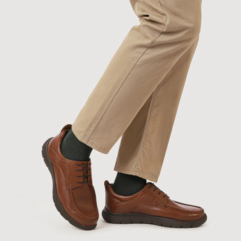 Wide Fit Smart Leather Shoes - PERFO41004 / 327 382 - Tan - Image 5