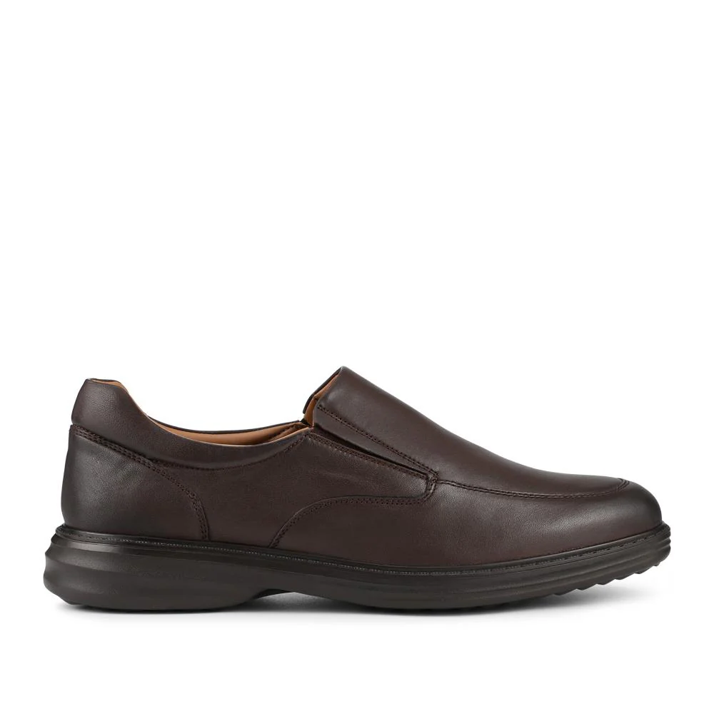 Wide Fit Smart Leather Slip-On Shoes - PRFEM42009 / 328 307 - Brown - Image 2