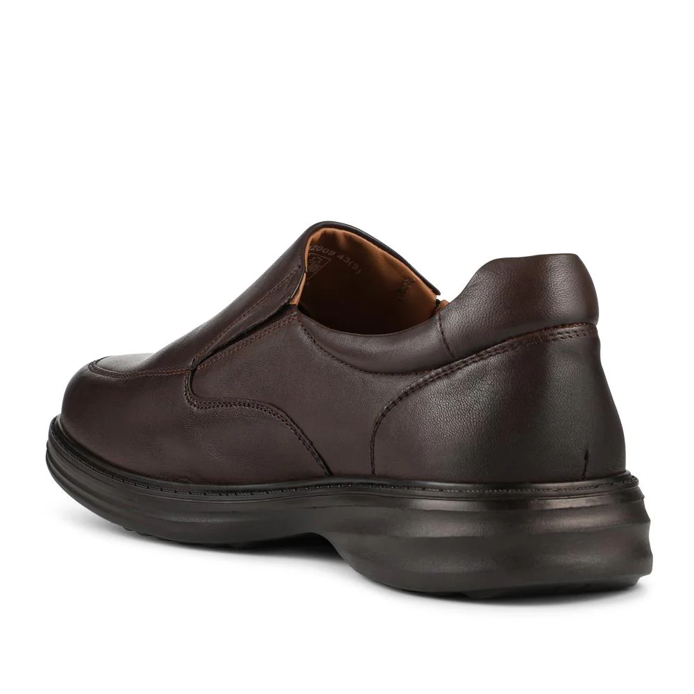 Wide Fit Smart Leather Slip-On Shoes - PRFEM42009 / 328 307 - Brown - Image 3