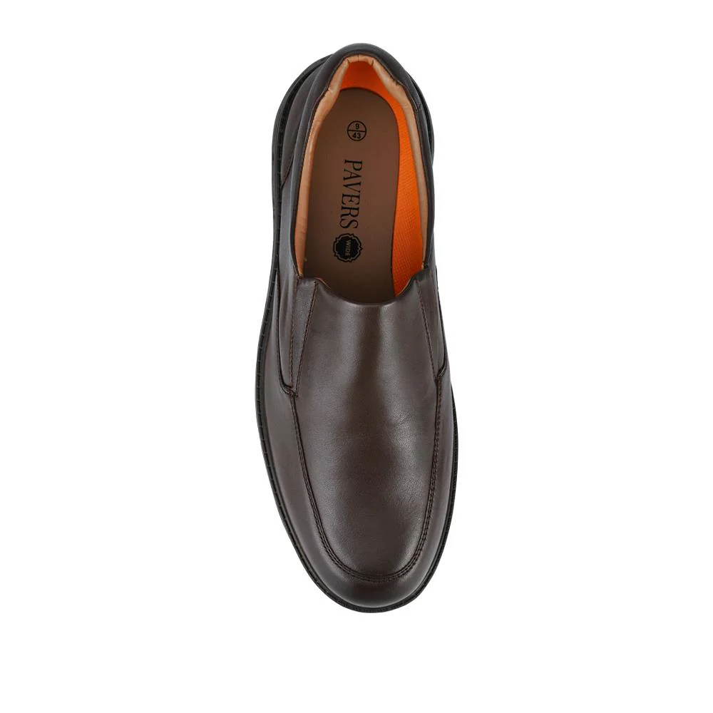 Wide Fit Smart Leather Slip-On Shoes - PRFEM42009 / 328 307 - Brown - Image 4