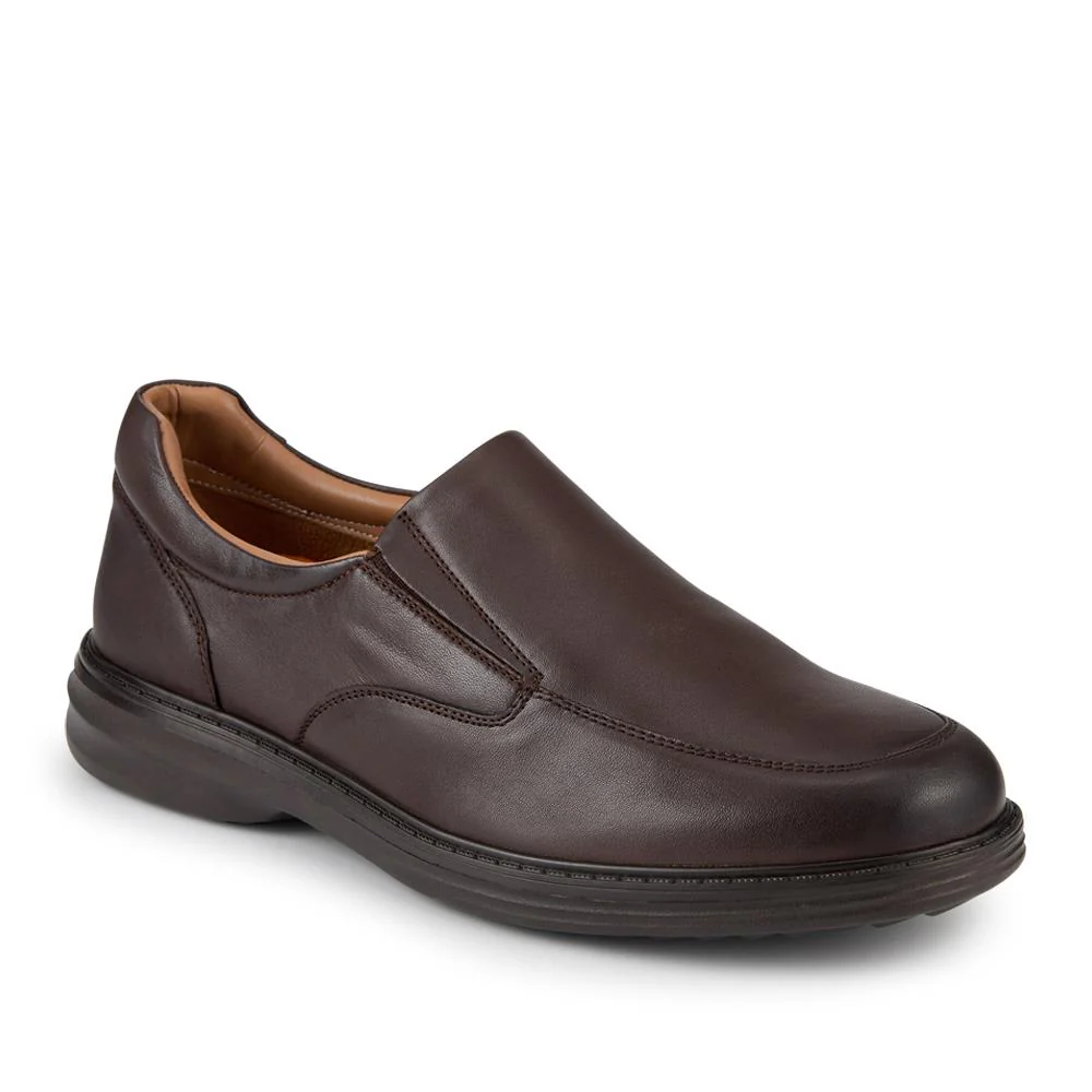 Wide Fit Smart Leather Slip-On Shoes - PRFEM42009 / 328 307 - Brown