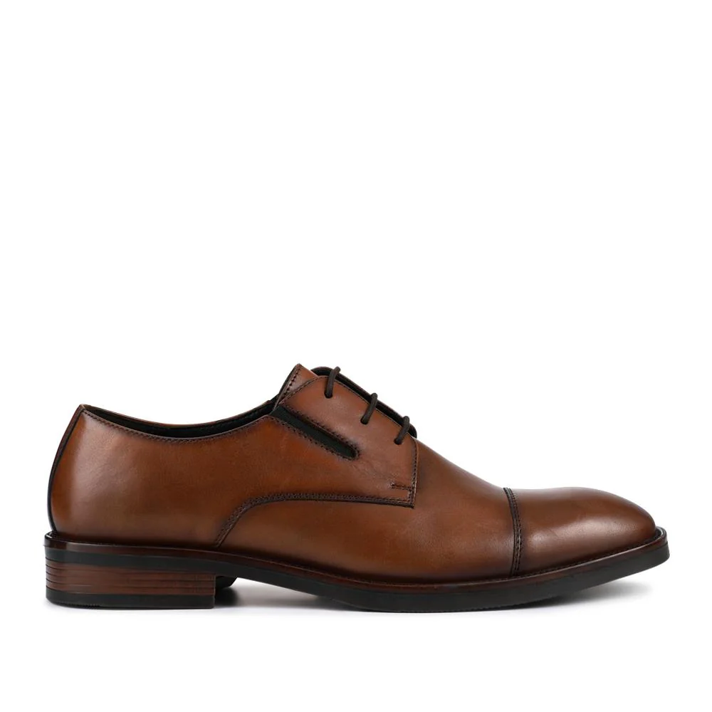 Wide Fit Smart Leather Toe-Cap Shoes - JFOOT42025 / 328 189 - Brown - Image 2