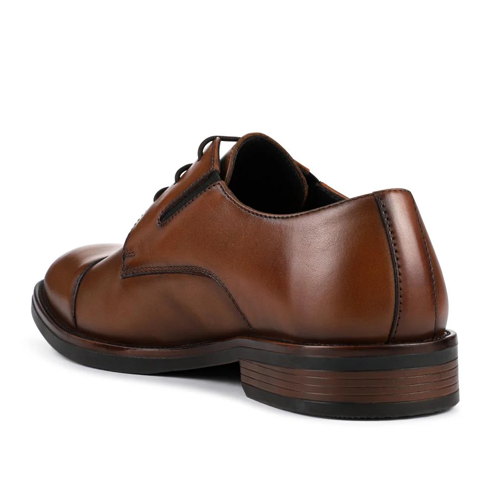 Wide Fit Smart Leather Toe-Cap Shoes - JFOOT42025 / 328 189 - Brown - Image 3