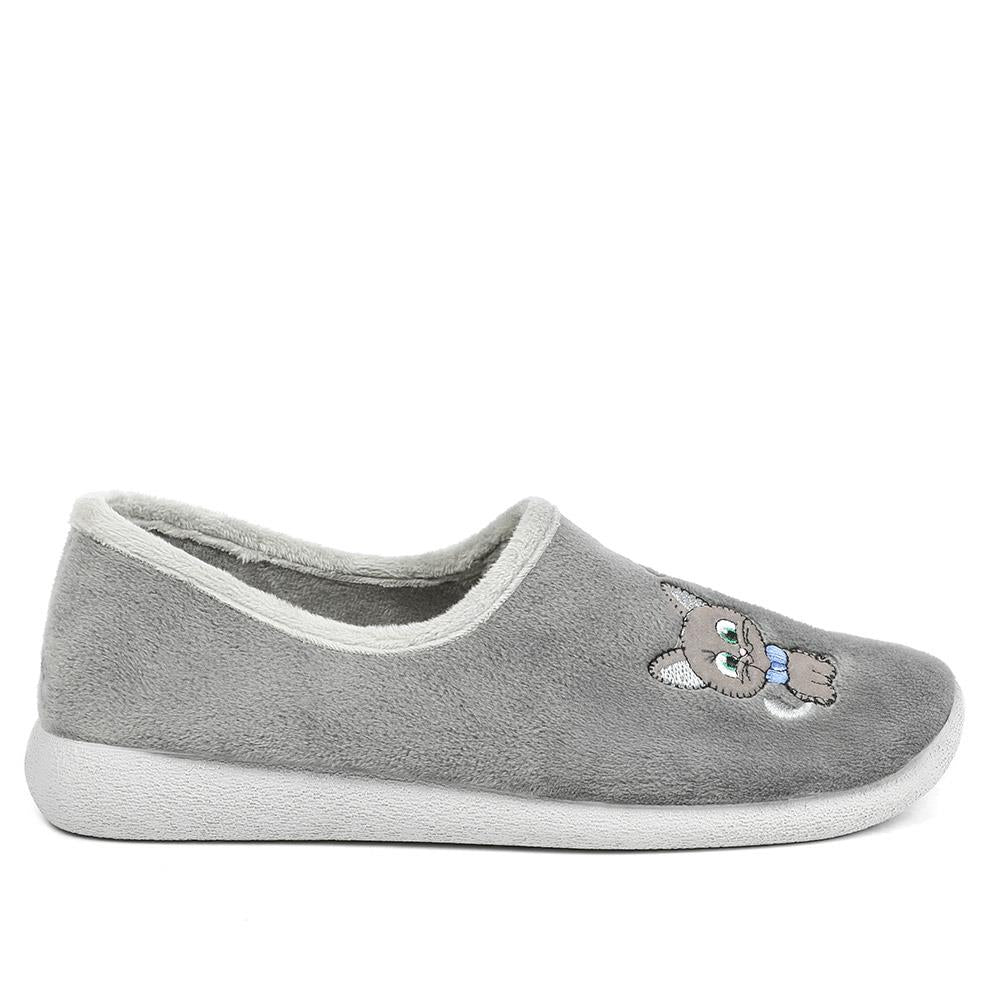 Wide Fit Soft Full Cat Slippers - KOY42002 / 328 258 - Grey - Image 2