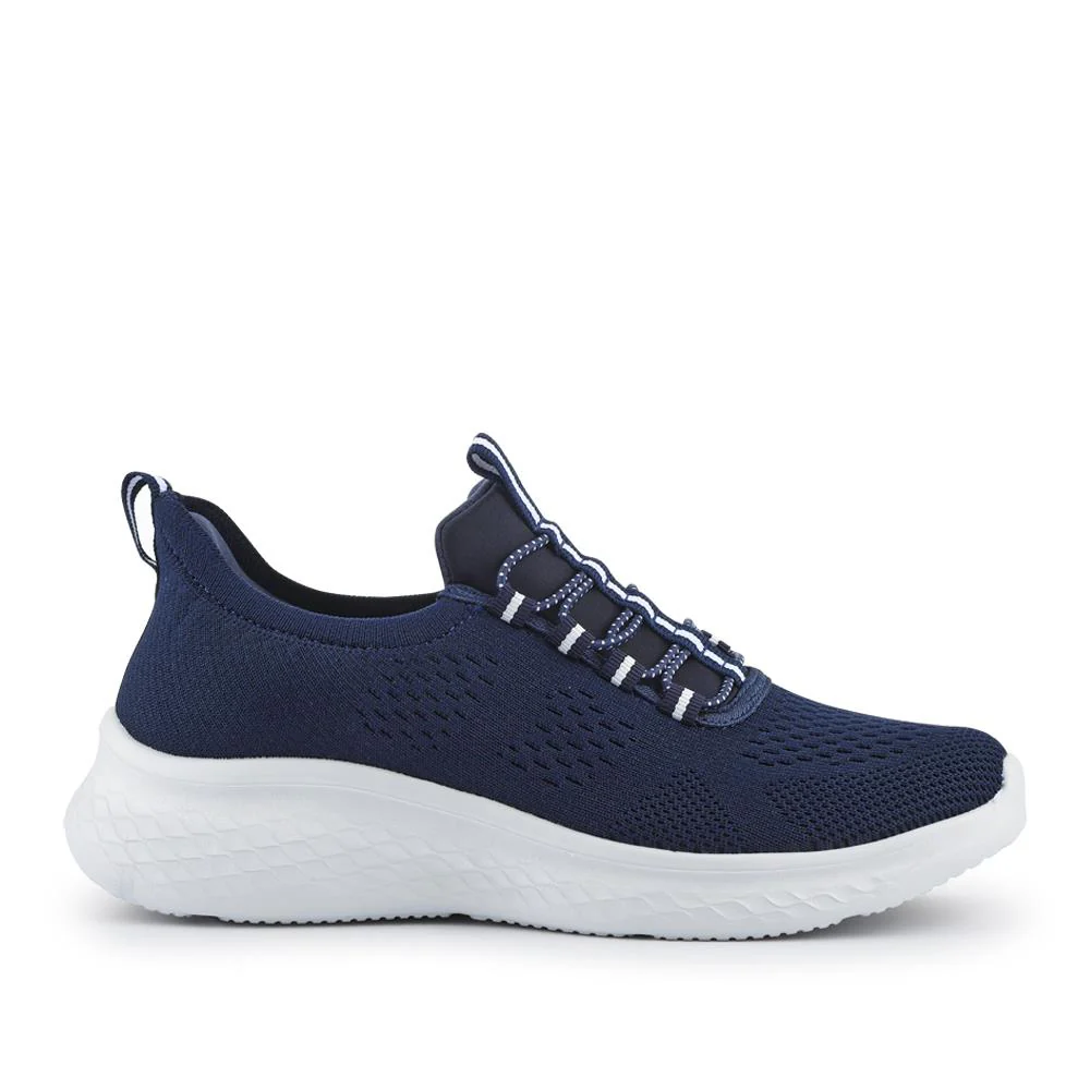 Wide Fit Easy Step In Bungee Lace Trainers - BRK42002 / 328 108 - Navy - Image 3