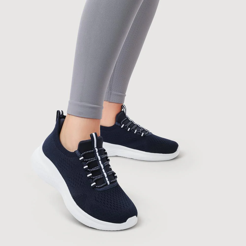 Wide Fit Easy Step In Bungee Lace Trainers - BRK42002 / 328 108 - Navy - Image 6