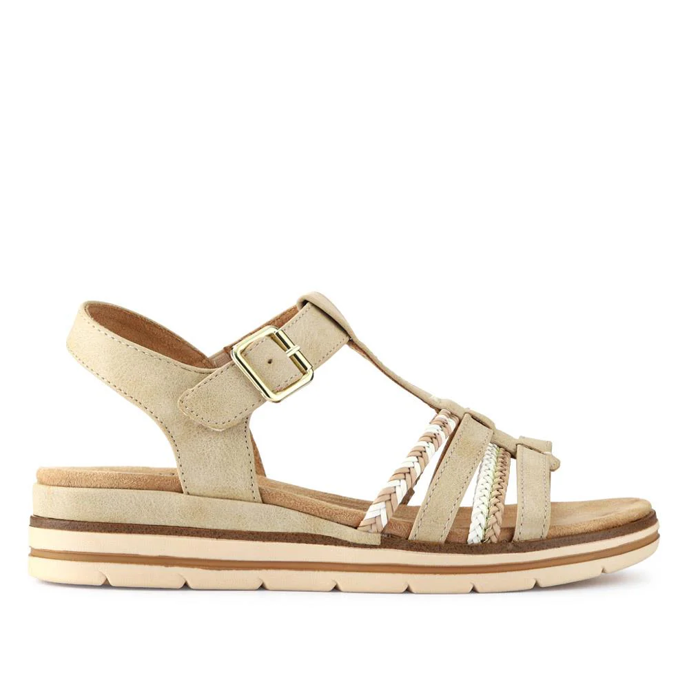 Wide-Fit Strappy Buckle-Up Sandals - RELIF41031 / 326 874 - Beige - Image 3
