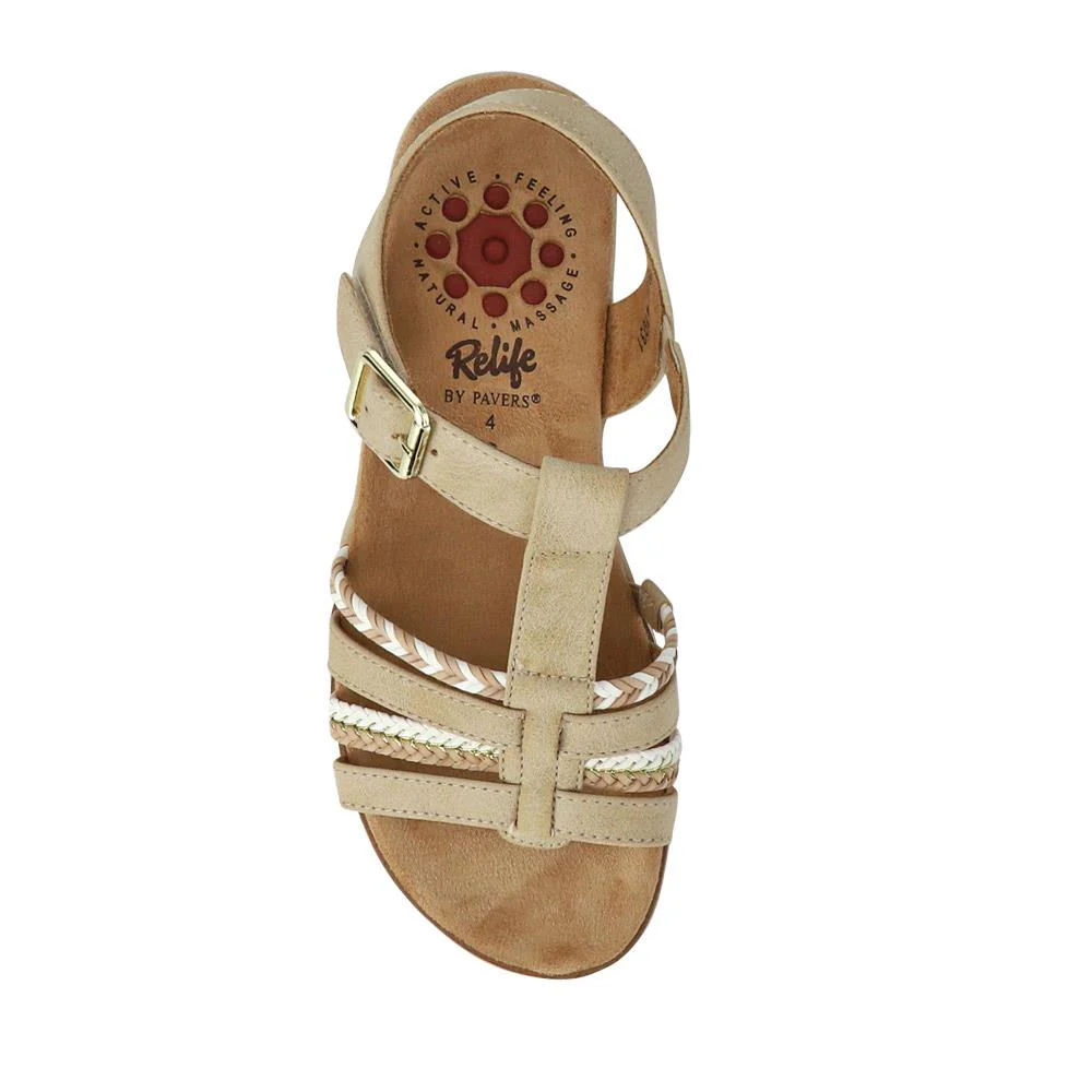 Wide-Fit Strappy Buckle-Up Sandals - RELIF41031 / 326 874 - Beige - Image 6