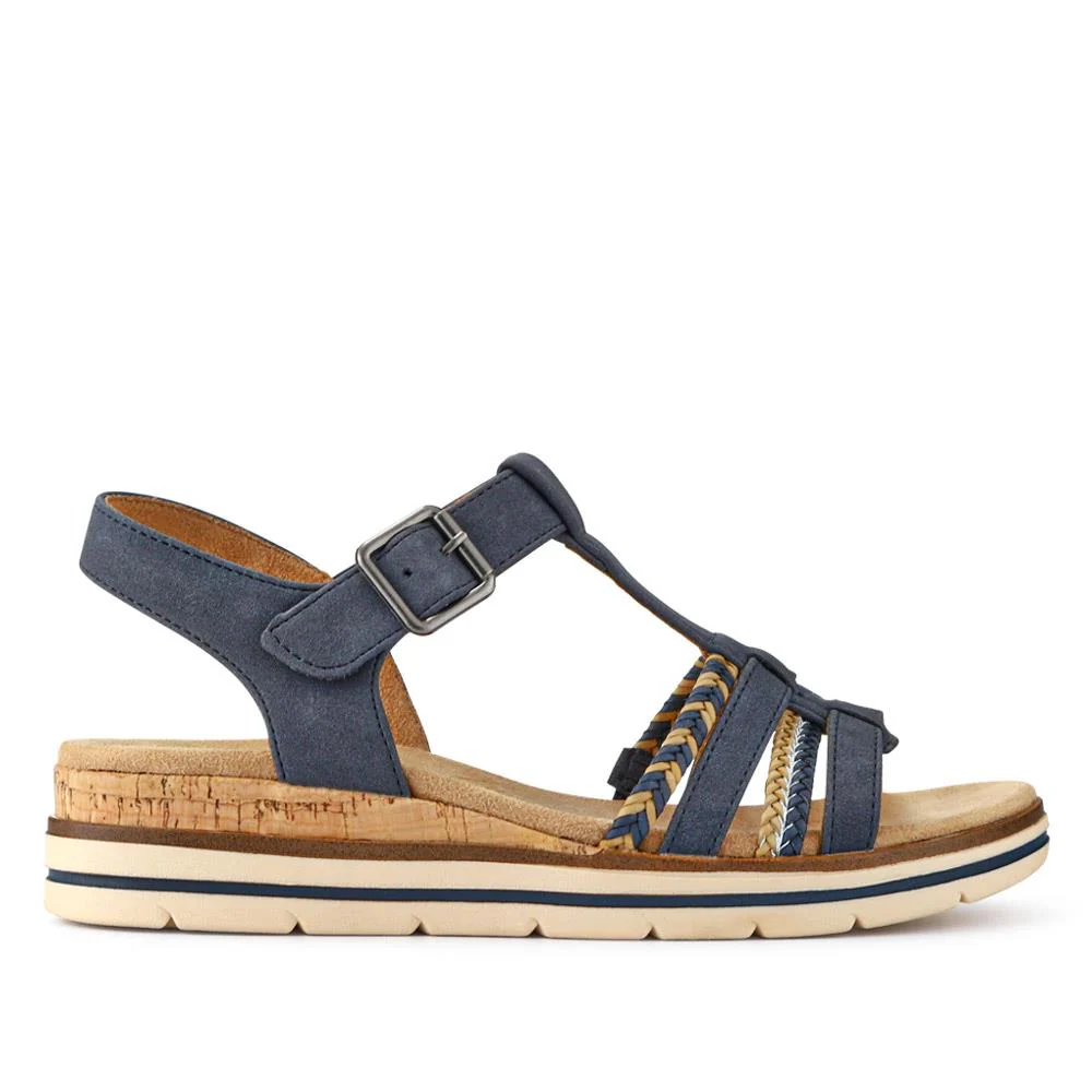 Wide-Fit Strappy Buckle-Up Sandals - RELIF41031 / 326 874 - Navy - Image 3