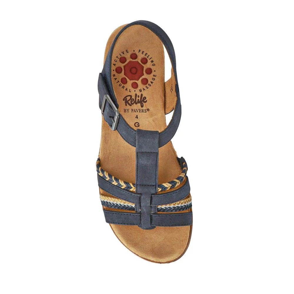 Wide-Fit Strappy Buckle-Up Sandals - RELIF41031 / 326 874 - Navy - Image 5