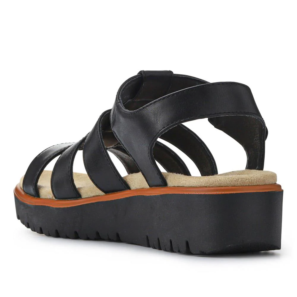Wide Fit Strappy Sandals - WBINS41090 / 327 437 - Black - Image 4