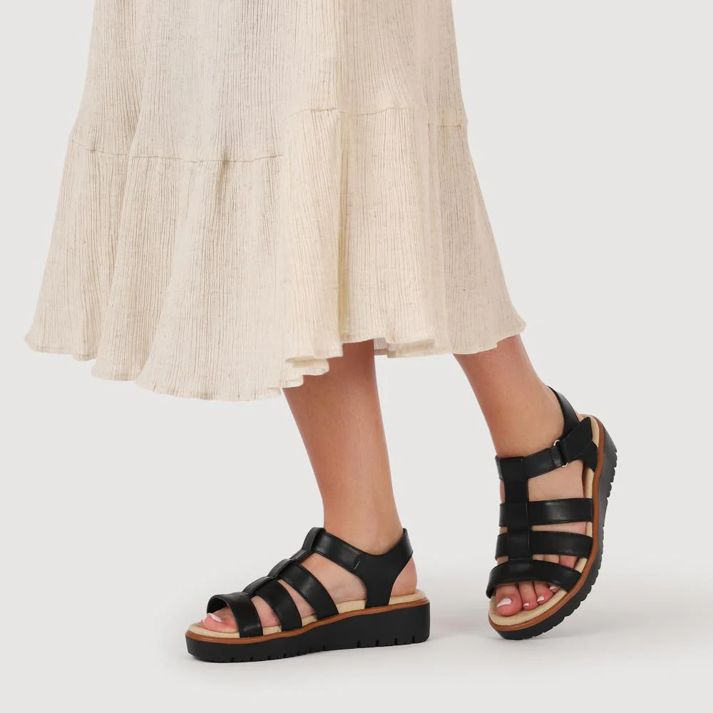 Wide Fit Strappy Sandals - WBINS41090 / 327 437 - Black - Image 6