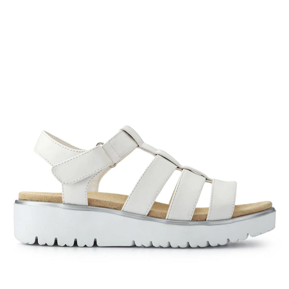 Wide Fit Strappy Sandals - WBINS41090 / 327 437 - White - Image 3