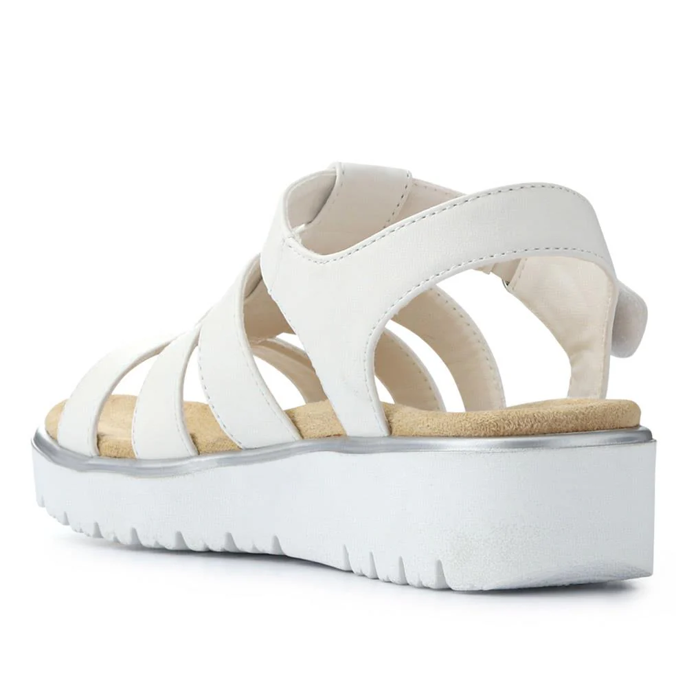 Wide Fit Strappy Sandals - WBINS41090 / 327 437 - White - Image 4