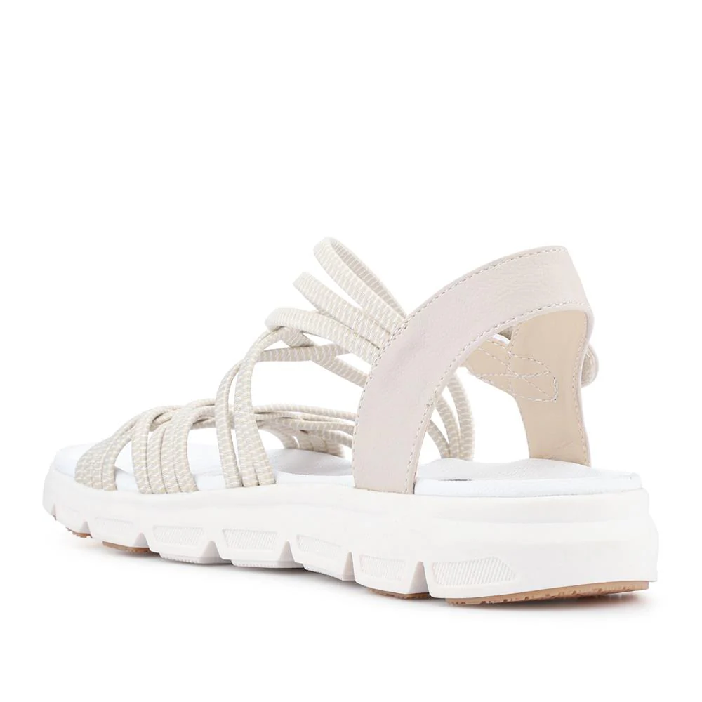 Wide Fit Stretchy Cushioned Sandals - WBINS41089 / 327 328 - Beige - Image 3