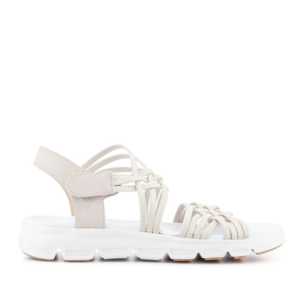 Wide Fit Stretchy Cushioned Sandals - WBINS41089 / 327 328 - Beige - Image 4