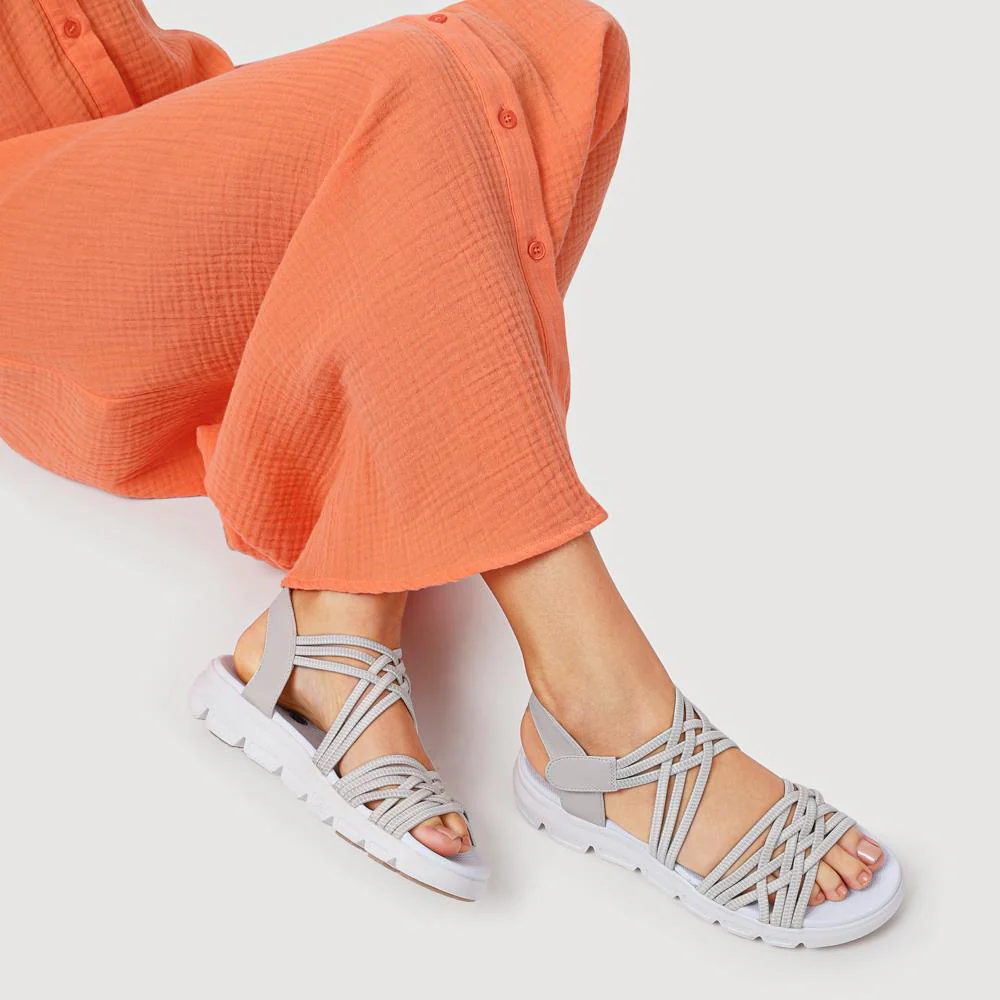 Wide Fit Stretchy Cushioned Sandals - WBINS41089 / 327 328 - Beige - Image 5