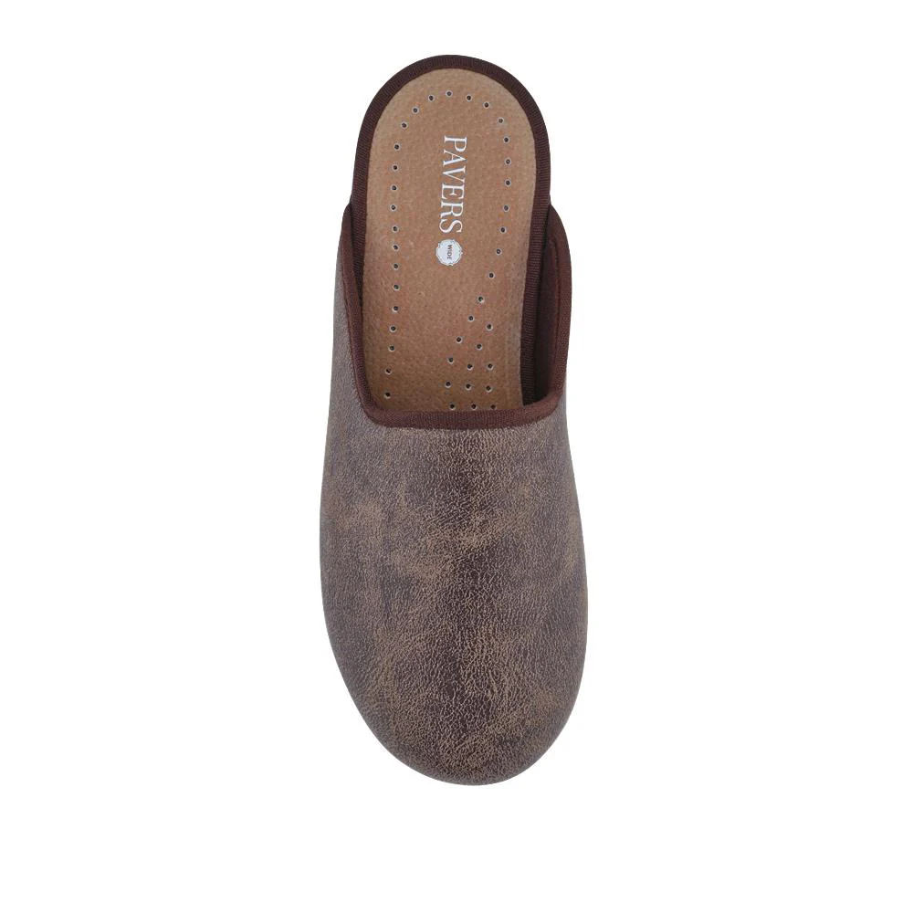 Wide Fit Supportive Mule Slippers - QING42028 / 328 280 - Khaki - Image 4
