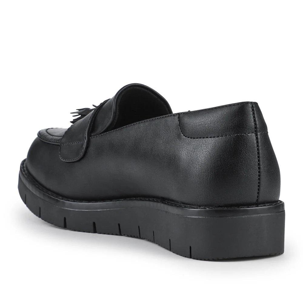 Wide Fit Tasselled Chunky Moccasins - WBINS42075 / 327 926 - Black - Image 3