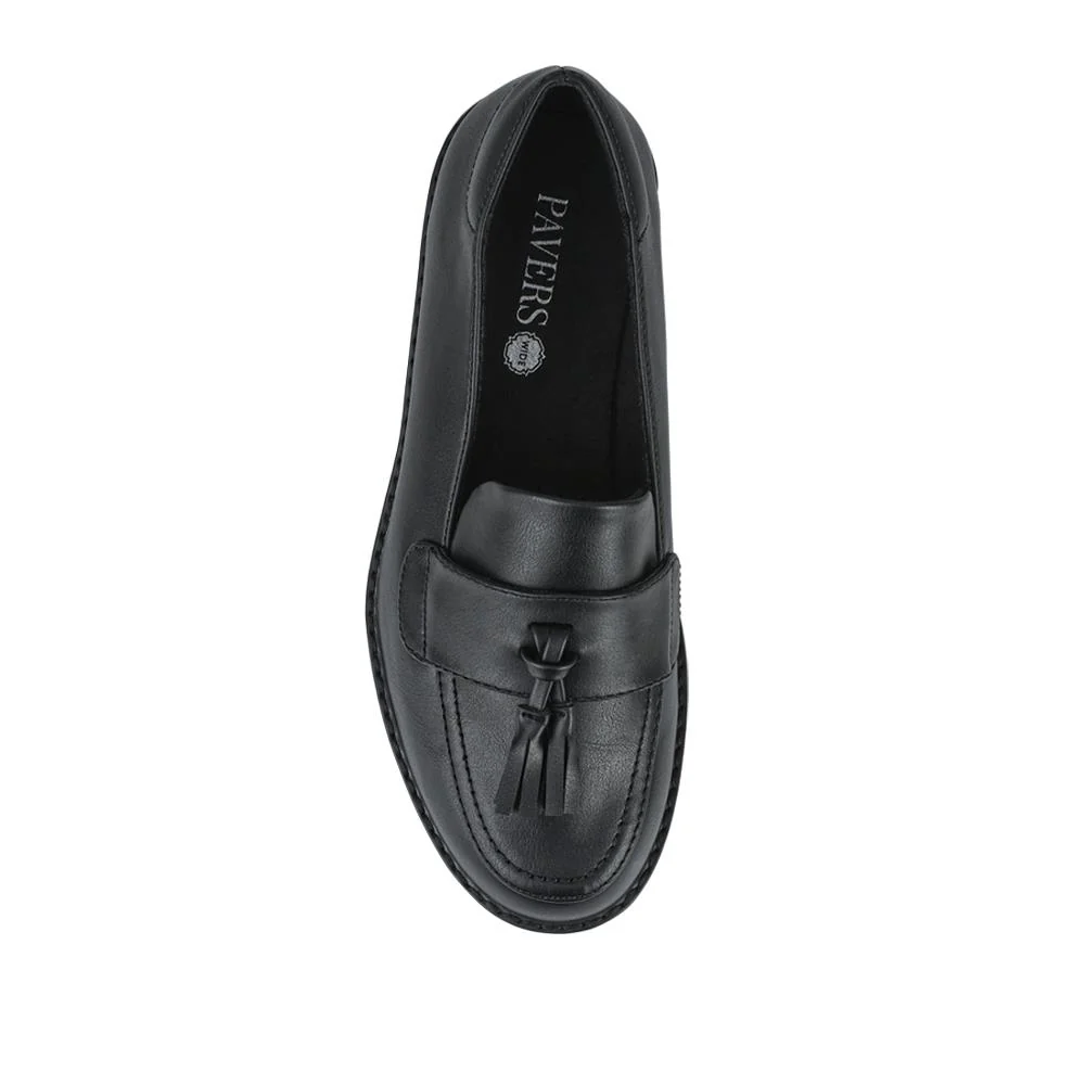 Wide Fit Tasselled Chunky Moccasins - WBINS42075 / 327 926 - Black - Image 4