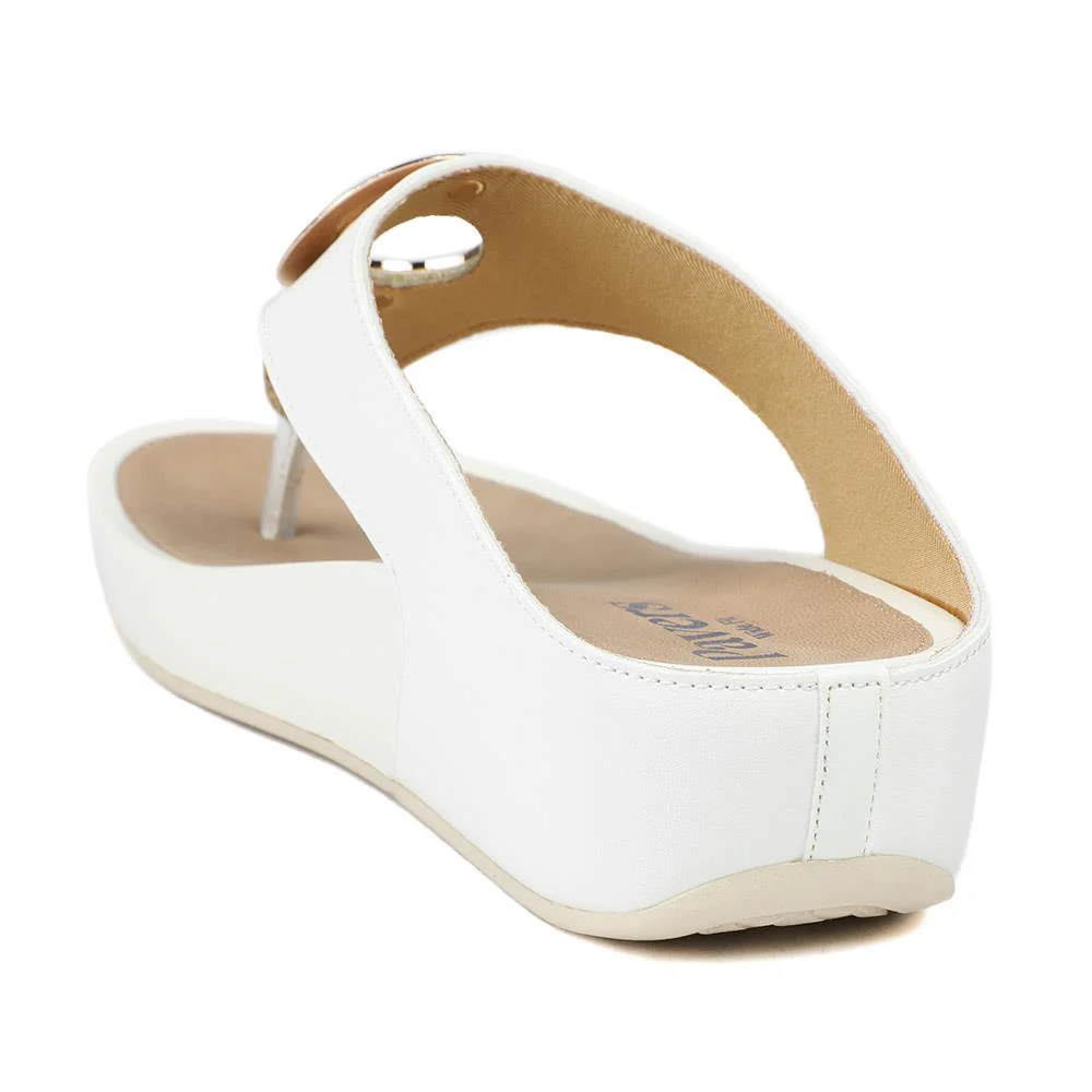 Wide Fit Toe Post Wedge Sandals - BAIZH43063 / 329 466 - White - Image 3