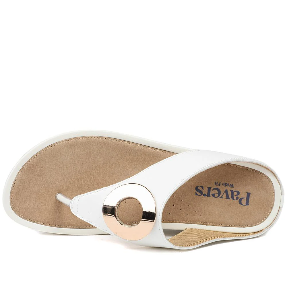 Wide Fit Toe Post Wedge Sandals - BAIZH43063 / 329 466 - White - Image 4