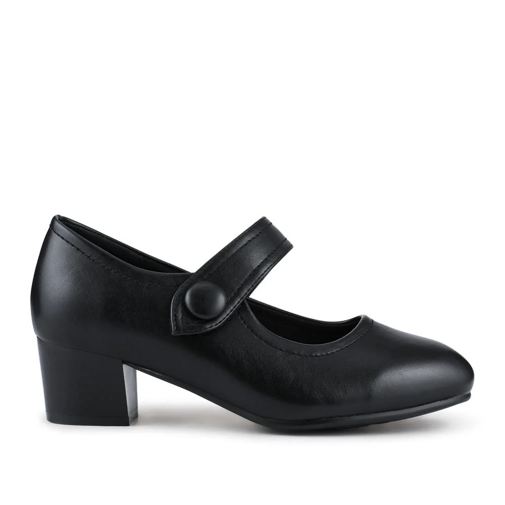 Wide Fit Touch-Fasten Heeled Mary Janes - WK42001 / 327 952 - Black - Image 2
