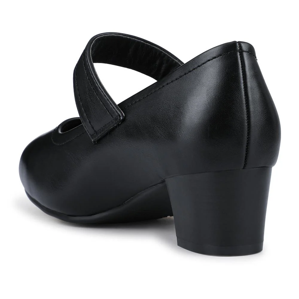 Wide Fit Touch-Fasten Heeled Mary Janes - WK42001 / 327 952 - Black - Image 3