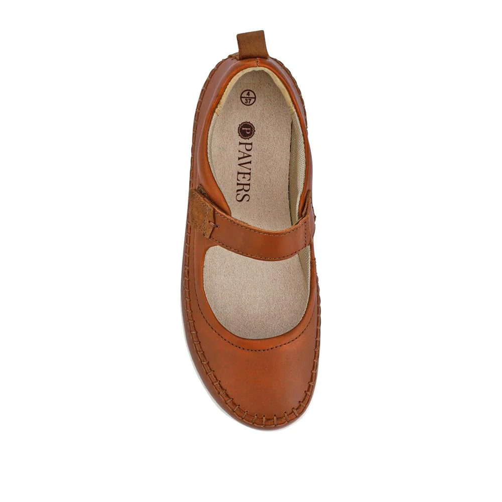 Wide-Fit Touch-Fasten Mary Janes - PARK41031 / 327 061 - Tan - Image 4