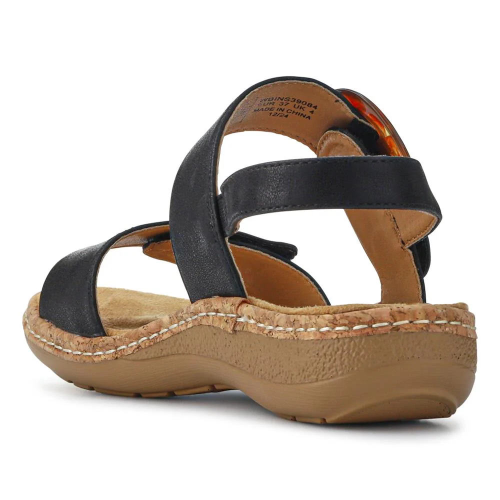 Adjustable Buckle Detail Comfort Sandals - WBINS39084 / 325 249 - Black - Image 4