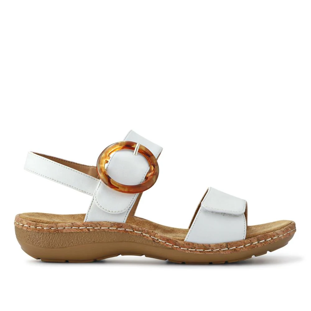 Adjustable Buckle Detail Comfort Sandals - WBINS39084 / 325 249 - White - Image 3