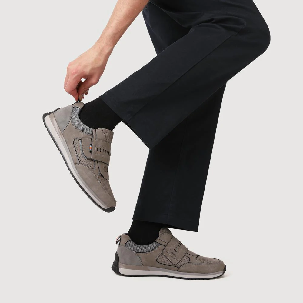 Wide Fit Touch Fasten Trainers - GANG41011 / 327 572 - Grey - Image 5