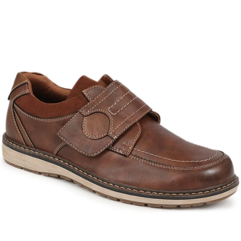 Wide Fit Touch-Fasten Trainers - WBINS40055 / 325 793 - Brown
