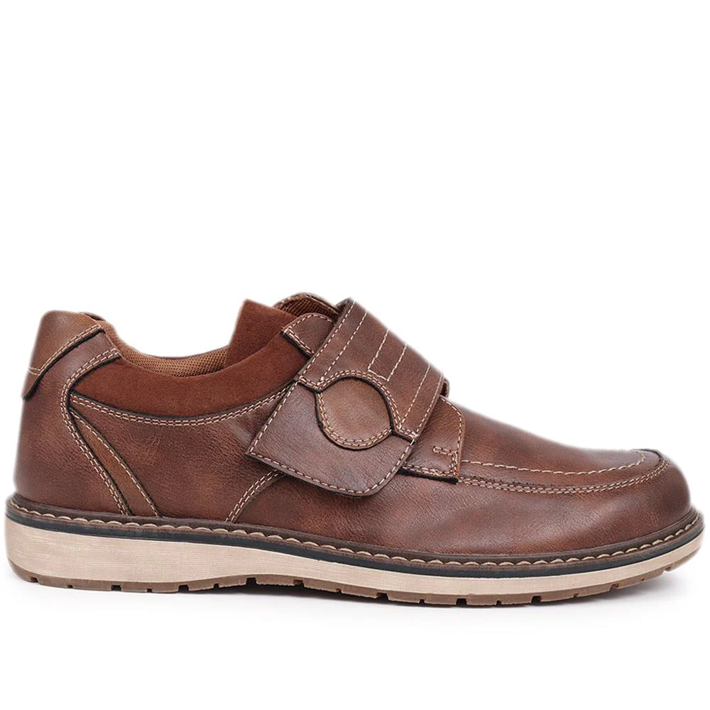 Wide Fit Touch-Fasten Trainers - WBINS40055 / 325 793 - Brown - Image 2