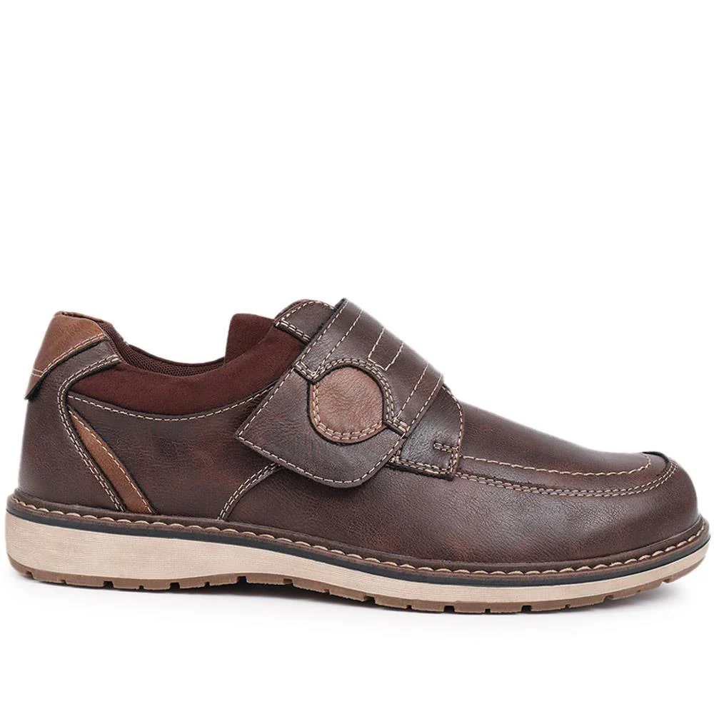 Wide Fit Touch-Fasten Trainers  - WBINS40055 / 325 793 - Dark Brown - Image 2