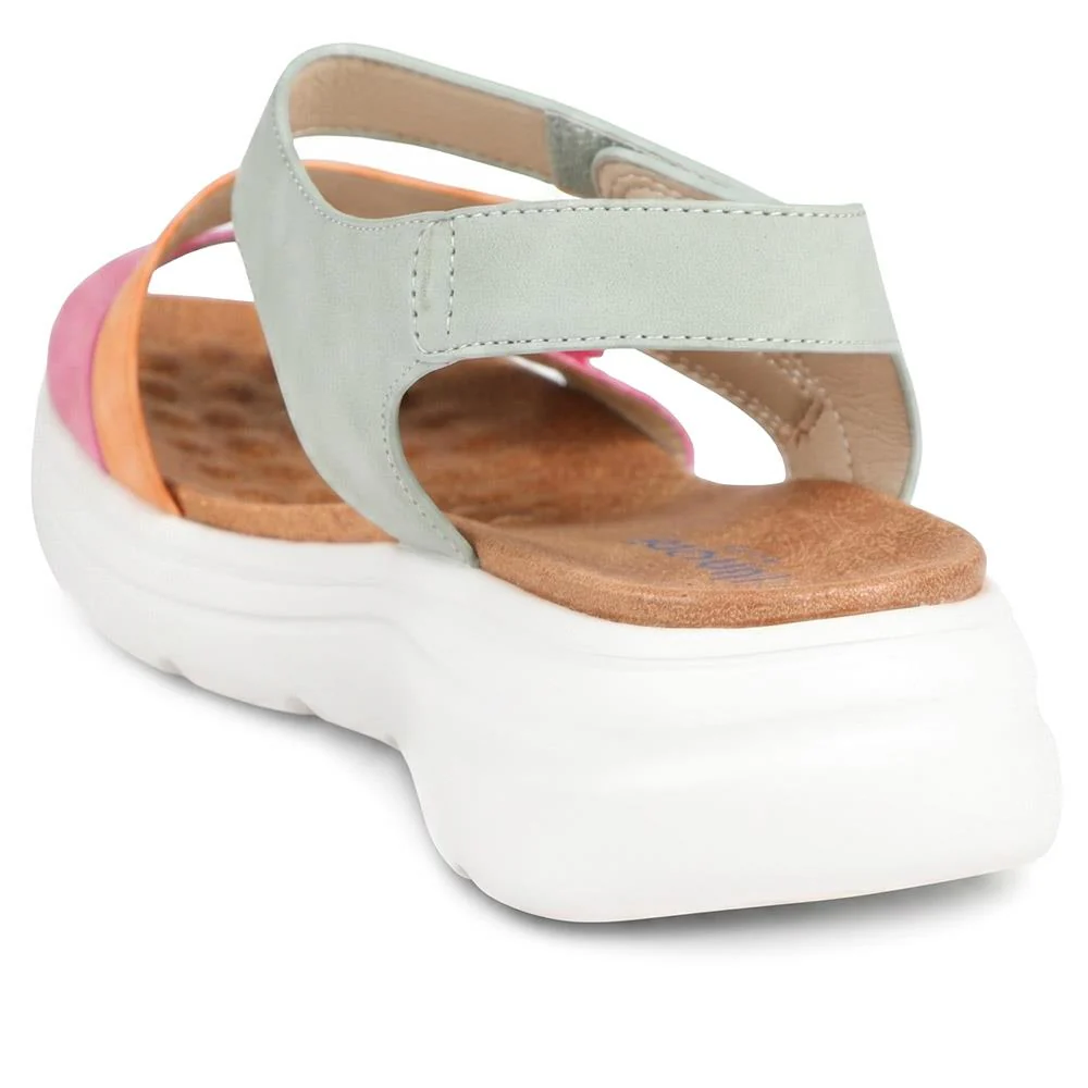 Wide Fit Triple Adjustable Strap Sandals - BRK43034 / 329 389 - Pink Multi - Image 3