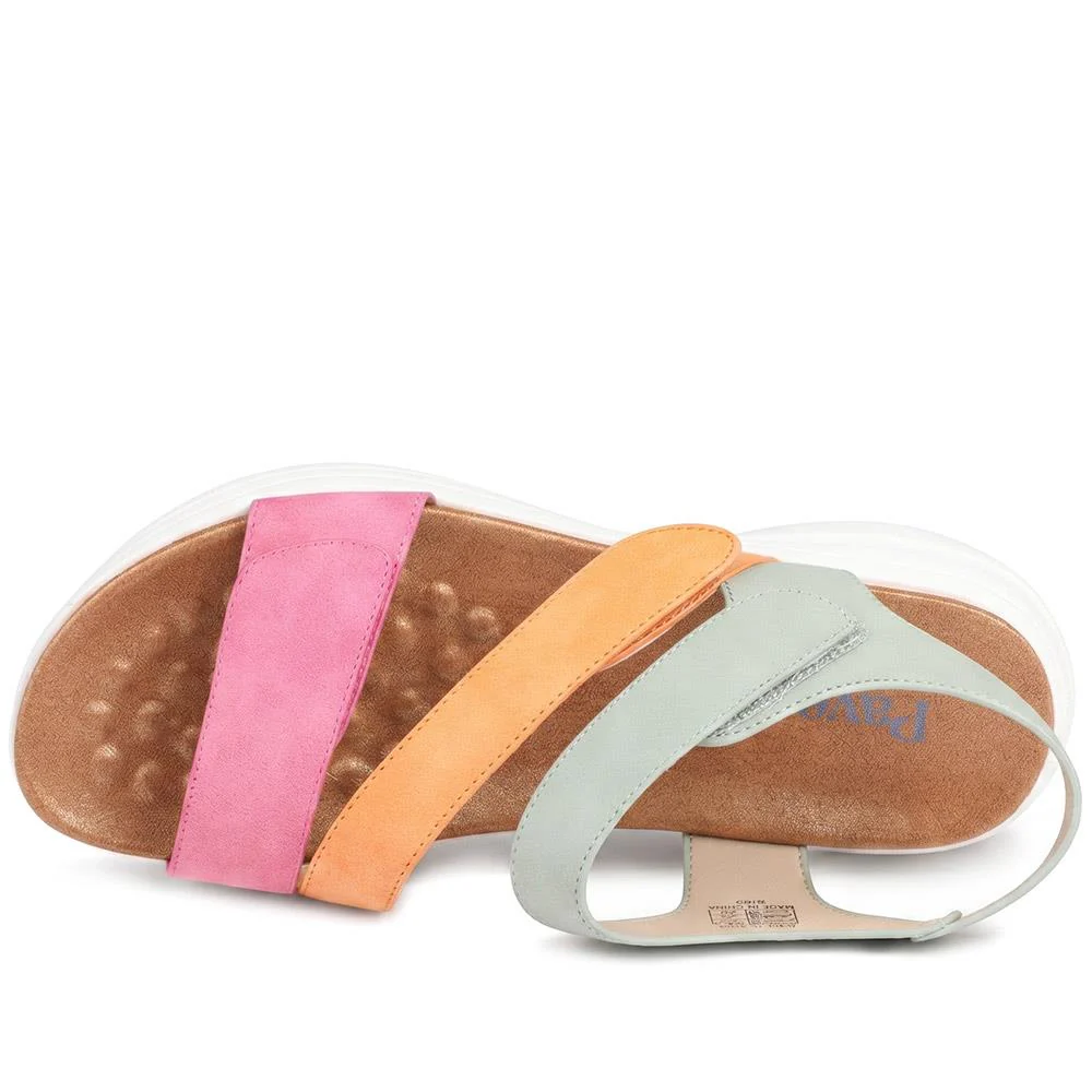 Wide Fit Triple Adjustable Strap Sandals - BRK43034 / 329 389 - Pink Multi - Image 4