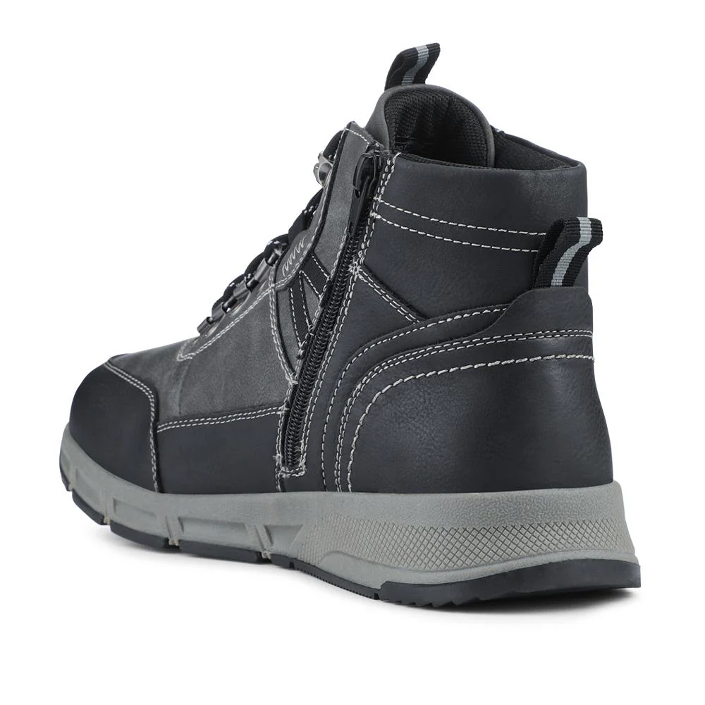 Wide Fit Walking Boots With Bungee Laces - WBINS42067 / 327 869 - Grey - Image 3