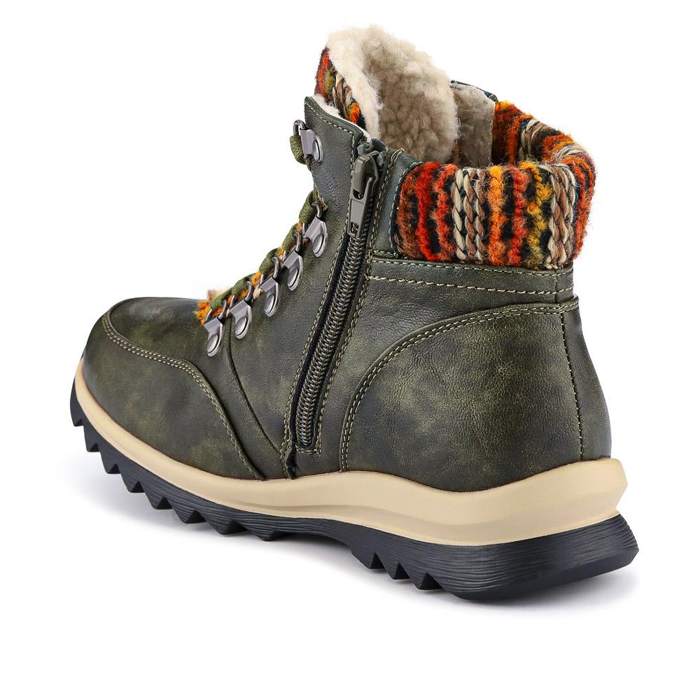 Wide-Fit Warm Ankle Boots - WBINS40213 / 326 404 - Khaki - Image 3