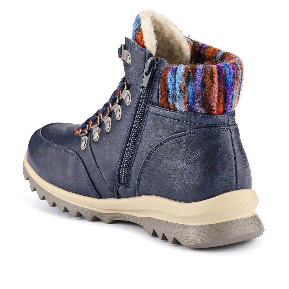 Wide-Fit Warm Ankle Boots - WBINS40213 / 326 404 - Navy - Image 3