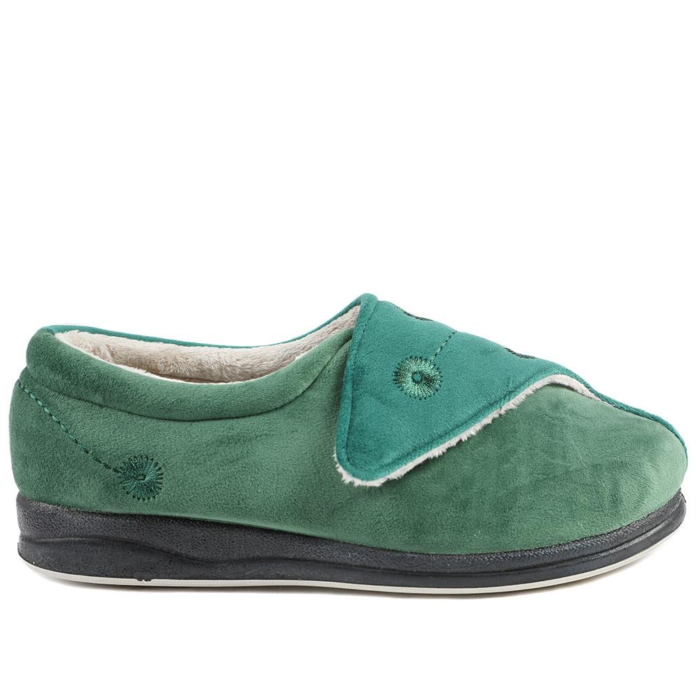 Wide Fit Warm Antibacterial Slippers - QING32015 / 319 076 - Green - Image 2