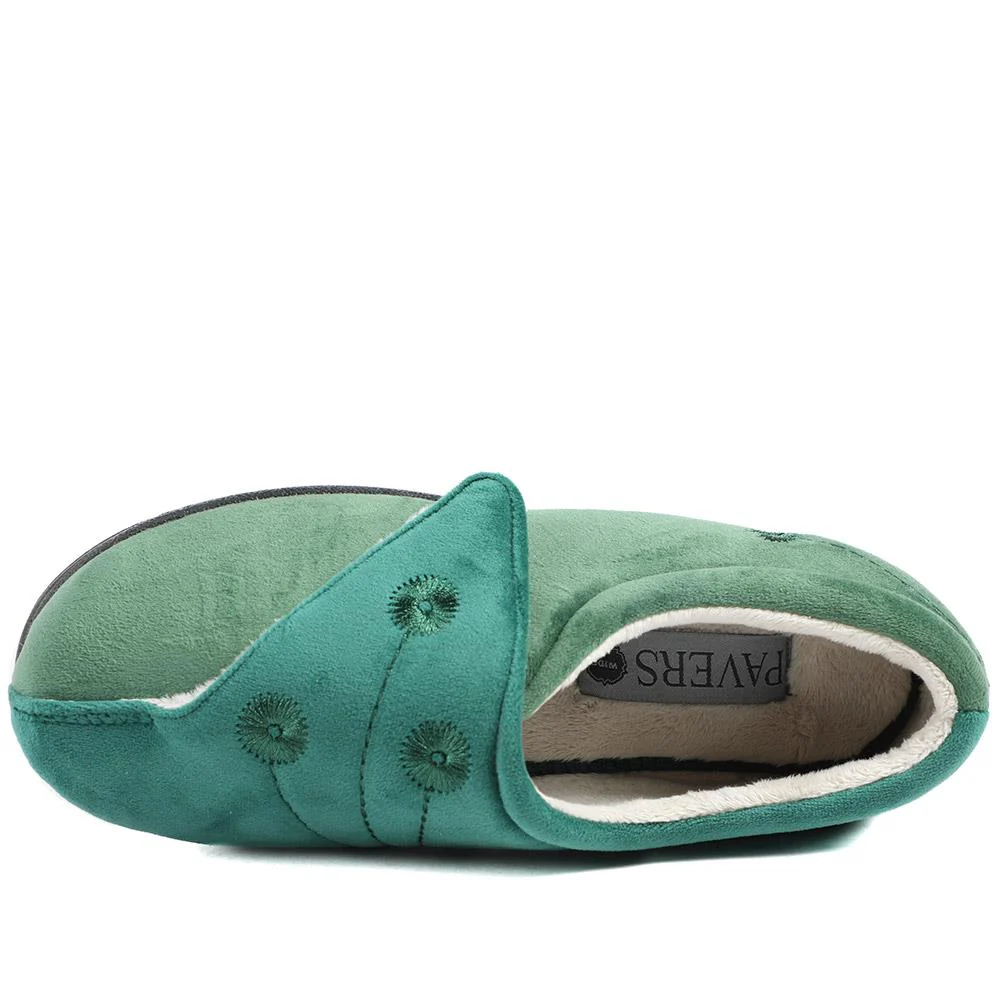 Wide Fit Warm Antibacterial Slippers - QING32015 / 319 076 - Green - Image 4