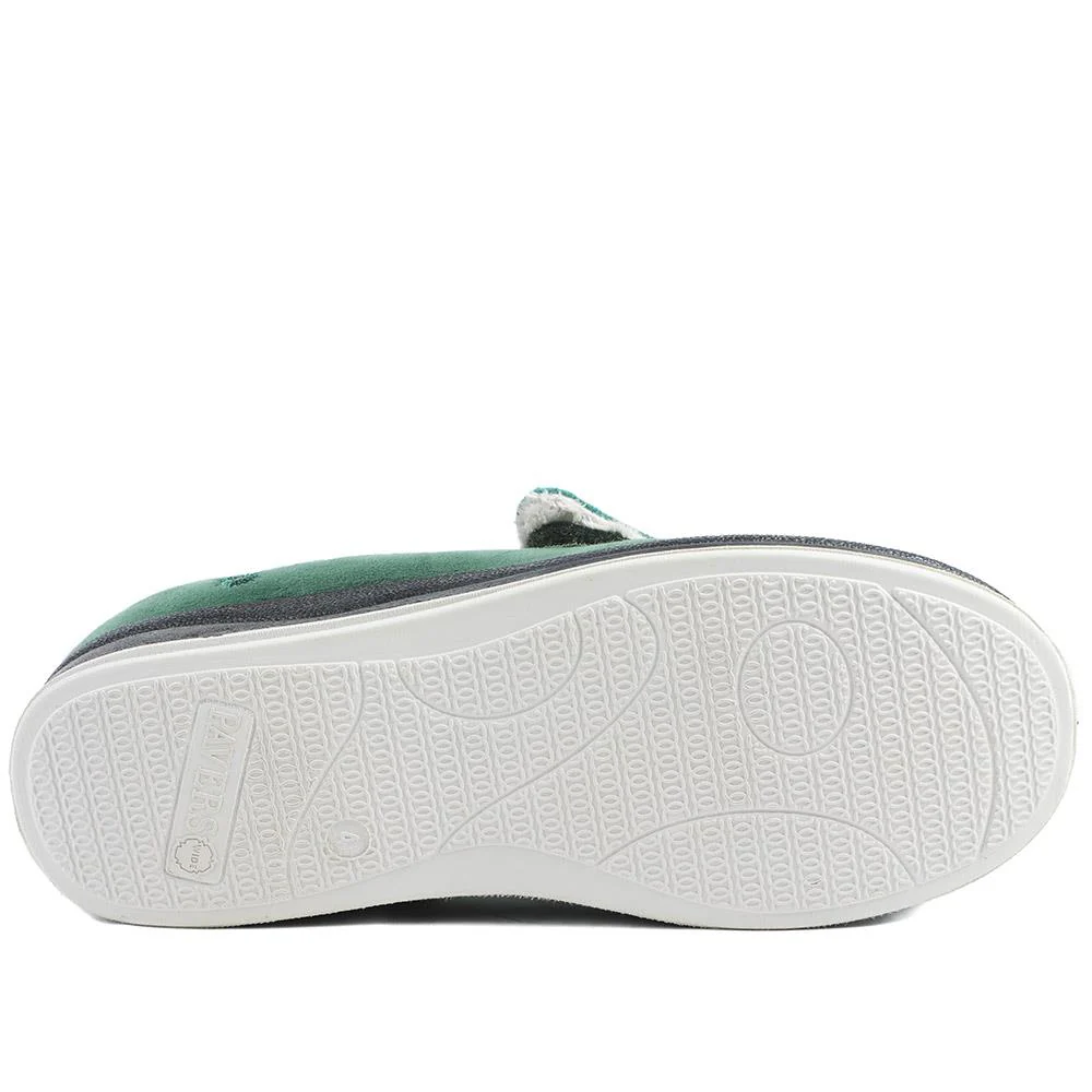 Wide Fit Warm Antibacterial Slippers - QING32015 / 319 076 - Green - Image 5